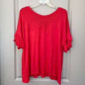 Chelsea28 Ruffle Sleeve Tee Red Size Large | NWT | Never Worn